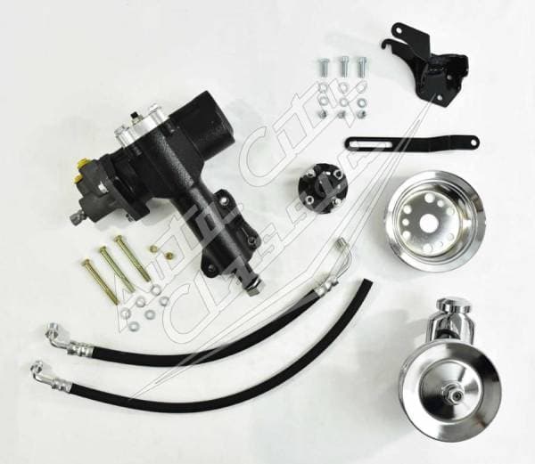 1955-1957 Chevrolet Small Block 500 Series Power Steering Conversion Front Mount Chrome 5557PSC500-FM-C