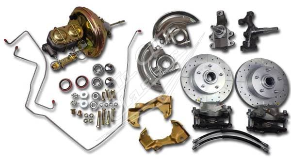 1967-1969 Chevrolet Camaro / Pontiac Firebird, 68-74 Chevy Nova 2" Drop Spindles Complete Front Disc Brake Kit- Gold