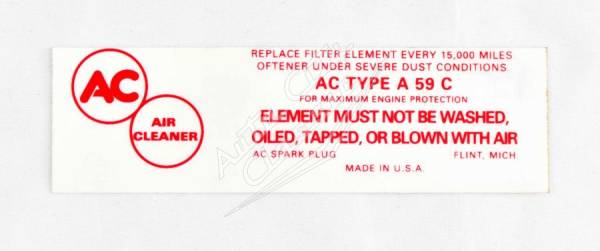 1958-1961 Chevrolet Air Cleaner Decal