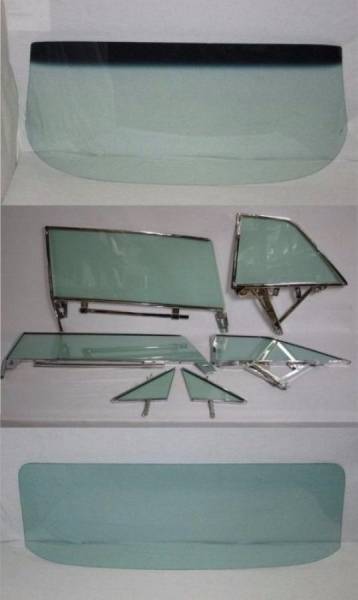 Auto City Classic - 1963-1964 Buick / Chevrolet / Oldsmobile / Pontiac 2 Door Hardtop Complete Glass Package with Assembled Side Set CG-BCOP-63-64-2H-SSA - ORIGINAL GREEN TINT