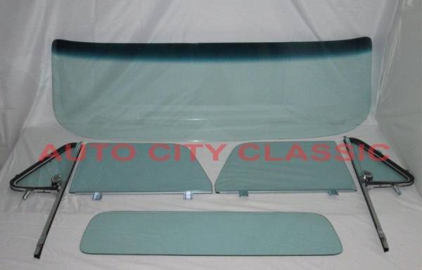 Auto City Classic - 1964-1966 Chevrolet / GMC Cab Glass Package Post Assembled Side Glass and Small Back Glass CG-CVY-64-66-PU-A-SSAP - ORIGINAL GREEN TINT