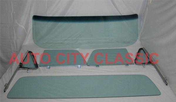 Auto City Classic - 1964-1966 Chevrolet / GMC Cab Complete Glass Package Post Assembled Side Glass and Large Back Glass CG-CVY-64-66-PU-B-SSAP - ORIGINAL GREEN TINT