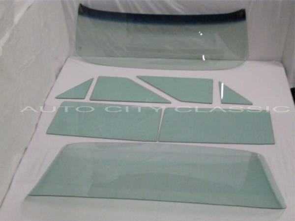 Auto City Classic - 1962-1964 Chevrolet Chevy II / Nova 2 Door Sedan Complete Glass Package CGC-62-64-NOVA-SD - TINTED AND SHADED/ORIGINAL GREEN