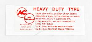 1958-1961 Chevrolet Air Cleaner Decal - Image 3