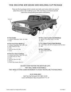 Auto City Classic - 1958 Chevrolet Biscayne 4 Door Sedan Side Molding Clip Set 58-1482-4 - Image 7