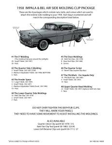 Auto City Classic - 1958 Chevrolet Impala Convertible and 2 Door Hardtop Side Molding Clip Set - Image 9