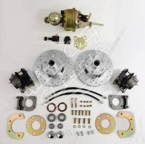 1964-1966 Ford Mustang V8 Original Spindles and Wheels Complete Front Disc Brake Conversion Kit- Gold