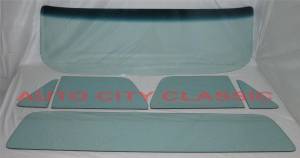 Auto City Classic - 1964-1966 Chevrolet / GMC Cab Complete Glass Set with Deluxe Rear Back Glass CGCP-64-66-PU-B - ORIGINAL GREEN TINT