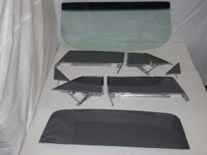 Auto City Classic - 1963-1964 Buick / Chevrolet / Oldsmobile / Pontiac 2 Door Hardtop Complete Glass Package with Assembled Side Set CG-BCOP-63-64-2H-SSA - GREEN TINTED W/GREY SIDES
