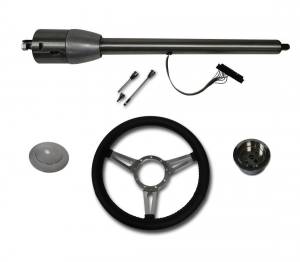 32" Street / Hot Rod Stainless Floor Shift Tilt Steering Column Floor Shift with 3 Spoke GT Wheel Kit SC7007C/P-1430