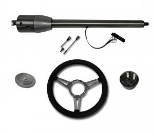 Auto City Classic - 32" Street / Hot Rod Stainless Floor Shift Tilt Steering Column Floor Shift with 3 Spoke GT Wheel Kit SC7007C/P-1430 - Image 2