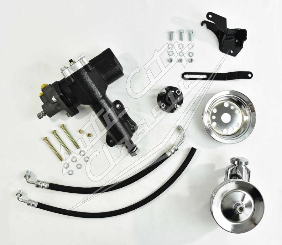 1955-1957 Chevrolet Small Block 500 Series Power Steering Conversion Front Mount Chrome 5557PSC500-FM-C