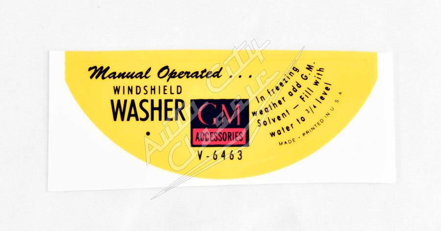 58 Chevrolet Passenger Cars Windshield Washer Bottle Decal