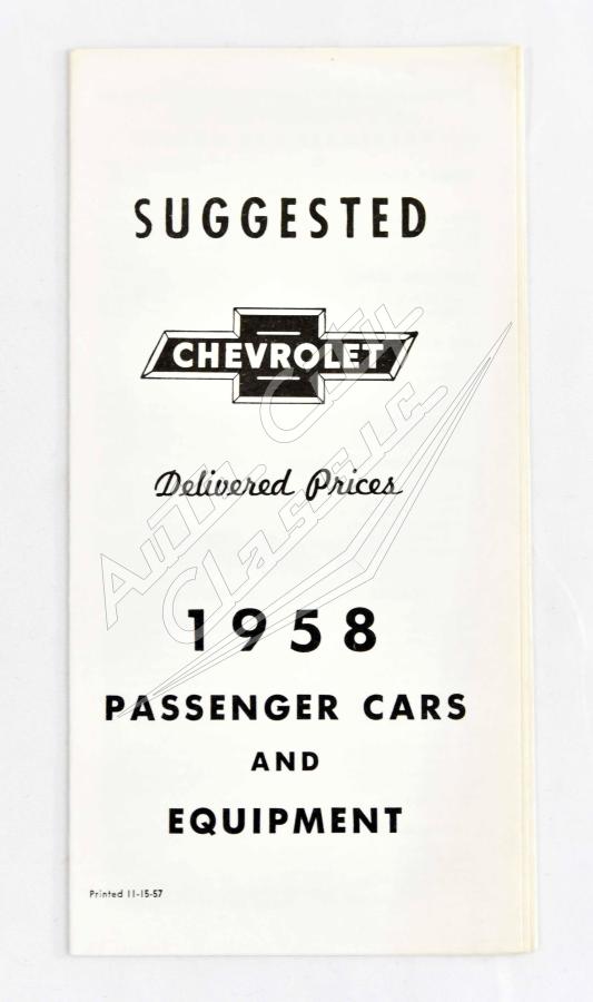 58 Chevrolet Passenger Cars Delivered Price Brochure