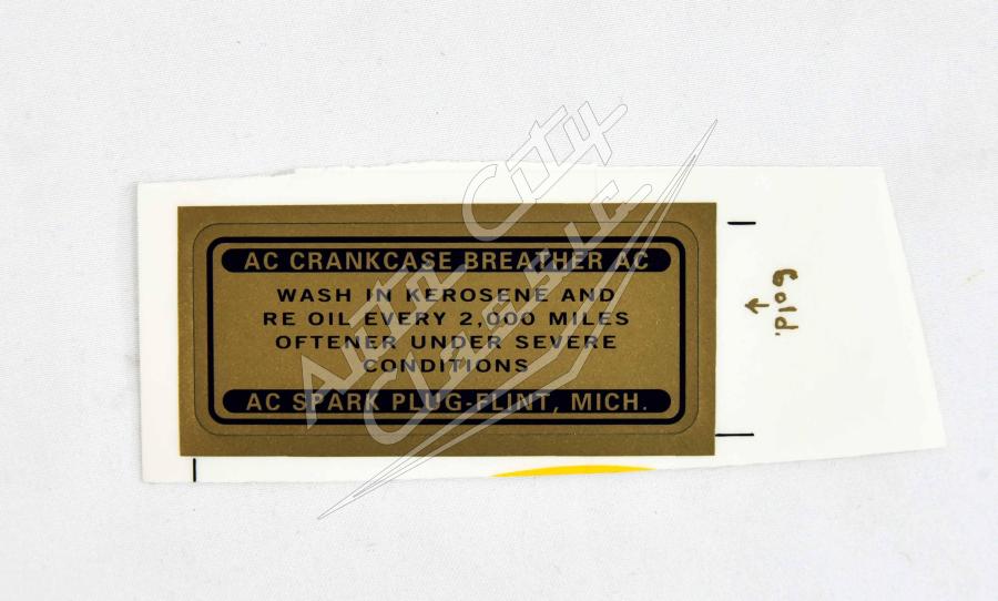 1958 Chevrolet Crank Case Breather Decal