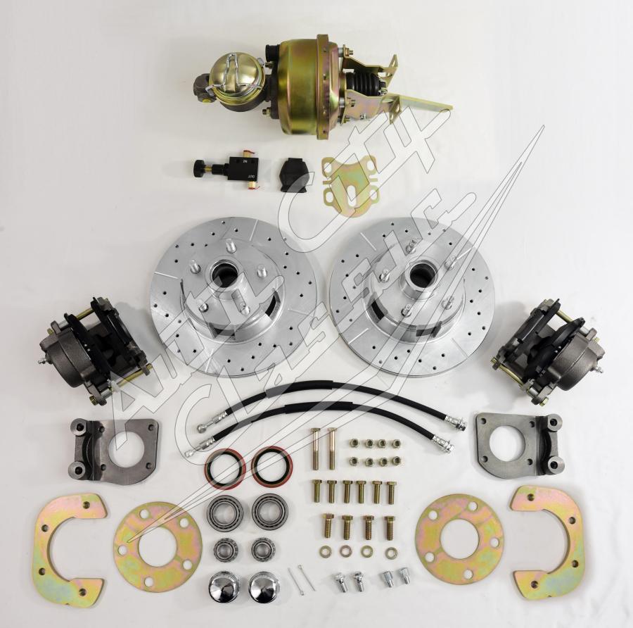 1964-1966 Ford Mustang V8 Original Spindles and Wheels Complete Front Disc Brake Conversion Kit- Gold