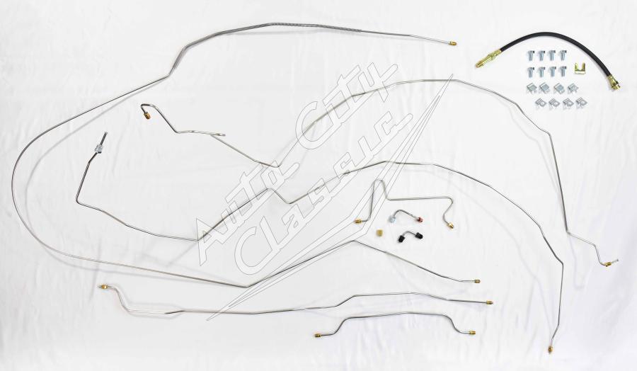 1955-1957 Chevrolet Passenger Cars Complete Stainless Steel Disc Disc Brake Line Set BLS-55-57-DIDI-SS