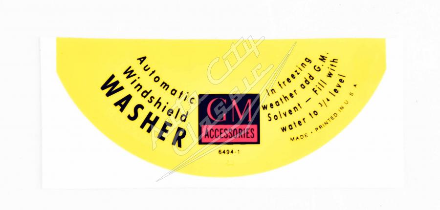 58 Chevrolet Passenger Cars Windshield Washer Bottle Decal