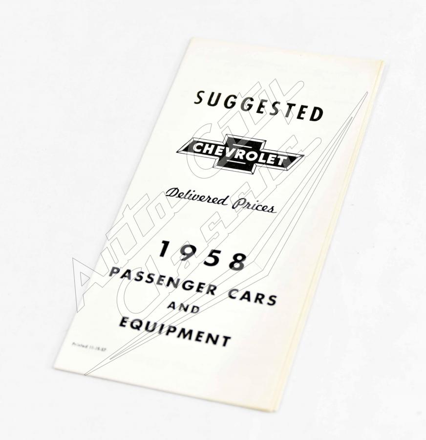 58 Chevrolet Passenger Cars Delivered Price Brochure