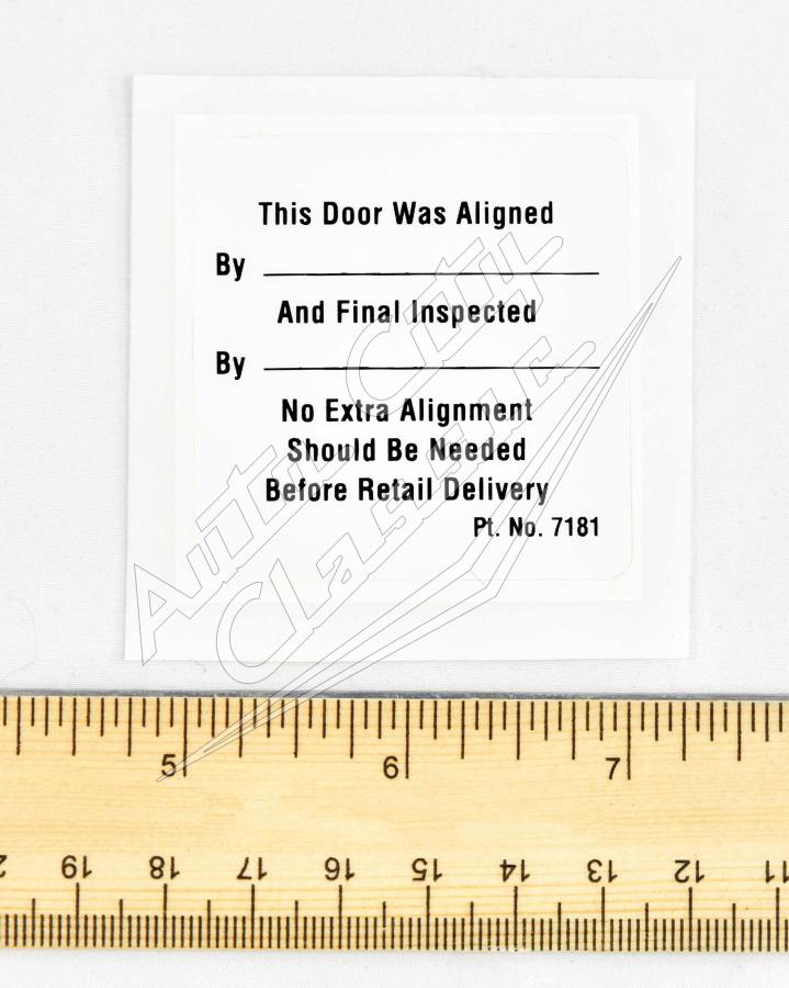 Alignment Inspection Door Sticker Chevy Bel Air, Impala, Nomad