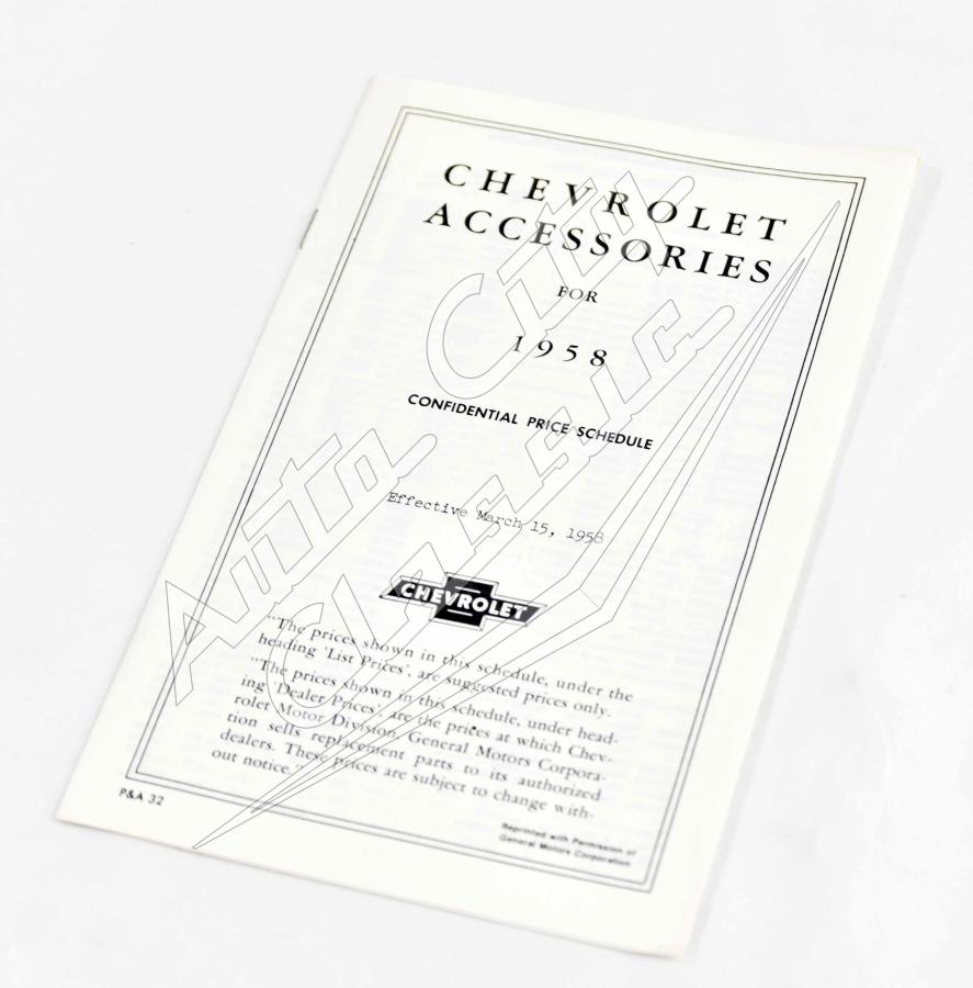 58 Chevrolet Dealer Accessories Price Brochure