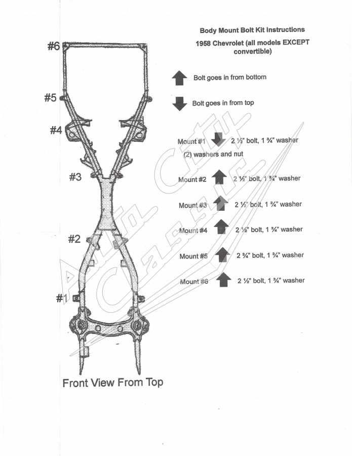 58 Chevrolet Bel Air and Impala Convertible and Hardtop Body Bolt Kit