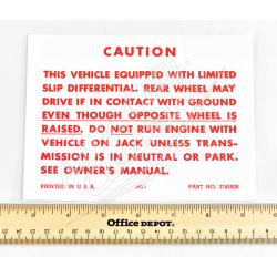 58 Chevrolet Passenger Cars Positraction Caution Sticker