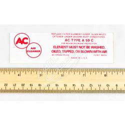 1958-1961 Chevrolet Air Cleaner Decal