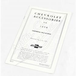 58 Chevrolet Dealer Accessories Price Brochure