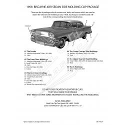 58 Chevrolet Biscayne 4 Door Sedan Side Molding Clip Set