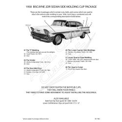 58 Chevrolet Biscayne 2 Door Sedan Side Molding Clip Set