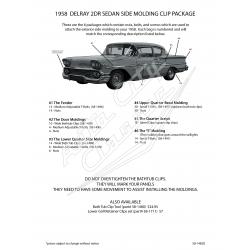 58 Chevrolet Del Ray 2 Door Sedan Side Molding Clip Set