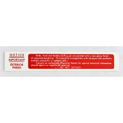 58 Chevrolet Passenger Cars Exterior Finish Firewall Lacquer Decal