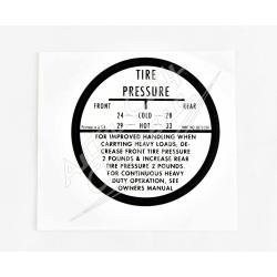 58 Chevrolet Tire Pressure Inflation Decal