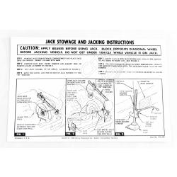 1958 Chevrolet Passenger Cars Jacking Instruction Sheet 58 Chevrolet Passenger Cars Jacking Instruction Sheet