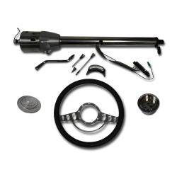 30" Street / Hot Rod Stainless Column Shift Tilt Steering Column with Impala Wheel Kit SC7002C/P-1412
