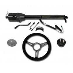 30" Street / Hot Rod Stainless Column Shift Tilt Steering Column with 3 Spoke GT Wheel Kit SC7002C/P-1430