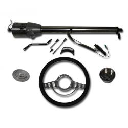 32" Street / Hot Rod Stainless Column Shift Tilt Steering Column with Impala Wheel Kit SC7003C/P-1412