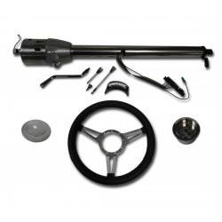 32" Street / Hot Rod Stainless Column Shift Tilt Steering Column with 3 Spoke GT Wheel Kit SC7003C/P-1430