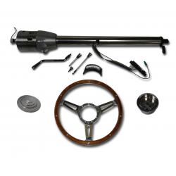 32" Street / Hot Rod Stainless Column Shift Tilt Steering Column with Woody Wheel Kit SC7003C/P-1430W/1530W