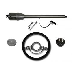 30" Street / Hot Rod Stainless Floor Shift Tilt Steering Column with Impala Wheel Kit SC7006C/P-1412