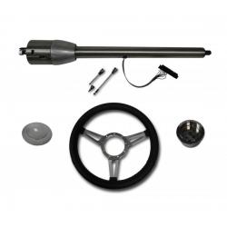 30" Street / Hot Rod Stainless Floor Shift Tilt Steering Column with 3 Spoke GT Wheel Kit SC7006C/P-1430
