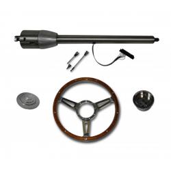 30" Street / Hot Rod Stainless Floor Shift Tilt Steering Column with Woody Wheel Kit SC7006C/P-1430W/1530W