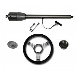 32" Street / Hot Rod Stainless Floor Shift Tilt Steering Column with Banjo Wheel Kit SC7007C/P-1411