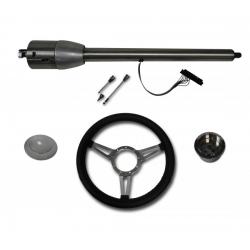 32" Street / Hot Rod Stainless Floor Shift Tilt Steering Column Floor Shift with 3 Spoke GT Wheel Kit SC7007C/P-1430