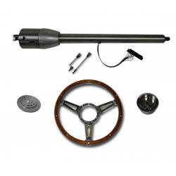 32" Street / Hot Rod Stainless Floor Shift Tilt Steering Column with Woody Wheel Kit SC7007C/P-1430W/1530W